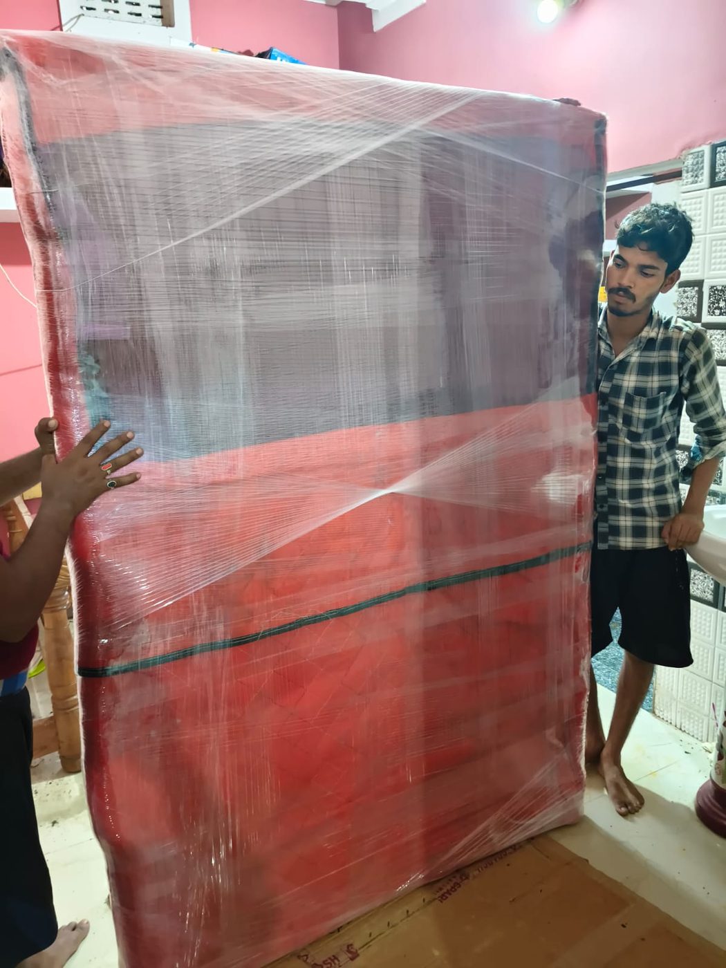 Wardrobe packed and protected on site