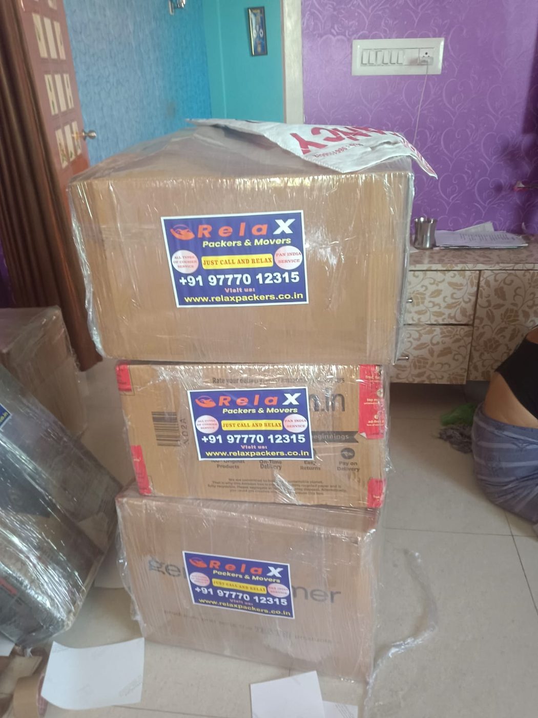 Labelled cartons ready for delivery